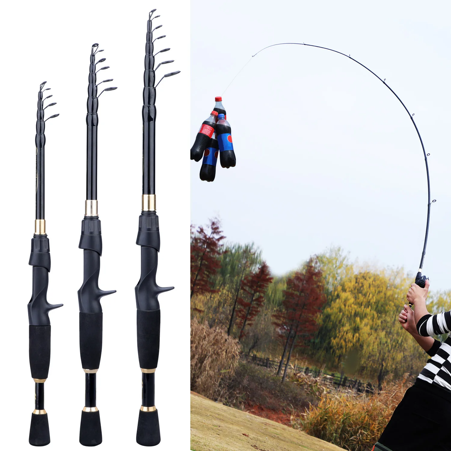 NEW 1.8m2.1m2.4m2.7m ultrashort Spinning Casting Fishing Rod M power fast  Telescopic Carbon Travel pole trout Pikes fish rods - AliExpress