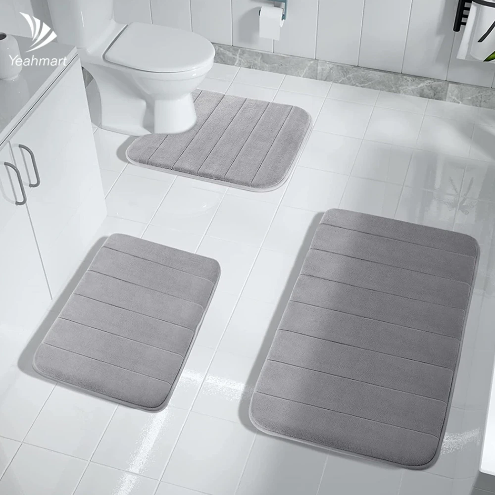 Memory Foam Bath Mat Sets 40x60CM/50x80CM/50x60CM U-Shaped Water Absorption Toilet Mat for Bathroom Rugs Foot 1/2/3Pieces bathroom mat absorbent bathroom mat bathroom floor mat toilet mat bath mat