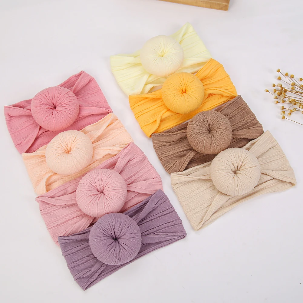 Cotton Bow Headbands for Baby Girls – Elastic Hairbands with Dot, Stripe, and Floral Prints
