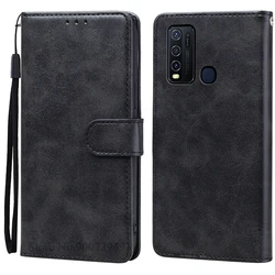 Luxury Leather Flip Wallet Phone Case - Premium Protective Cover for Vivo Y30 (1938) (Black)