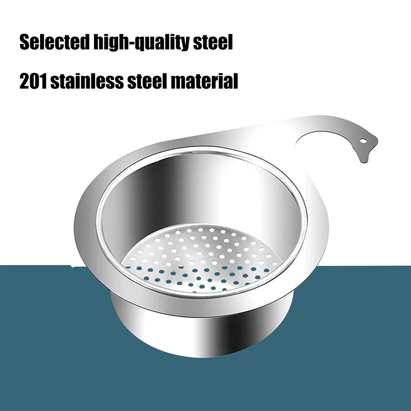 Sink Drain Basket Dish Filter Storage Shelf Kitchen Bathroom Stainless Steel