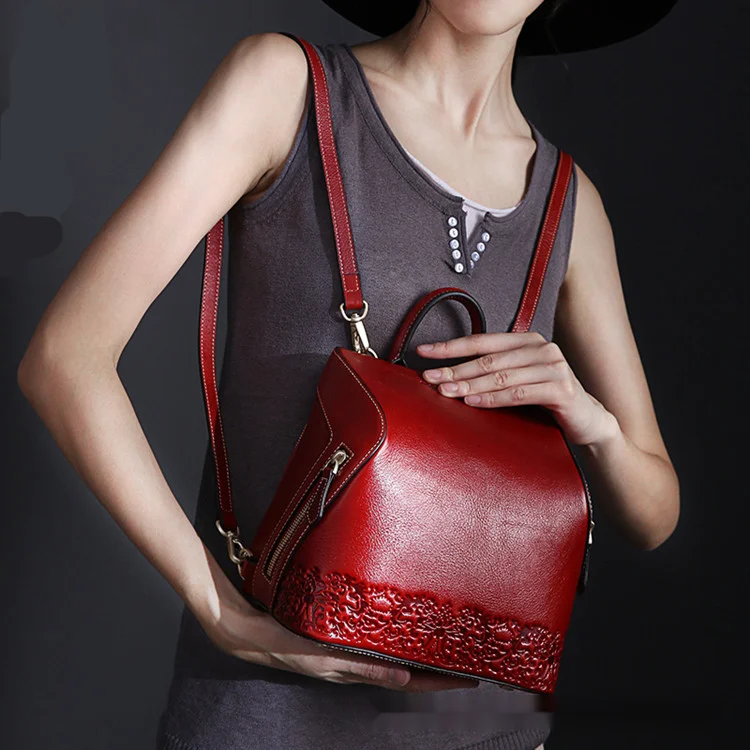 2024 Nuevo bolso de mujer de cuero genuino estilo chino mochila en relieve_voghion.com