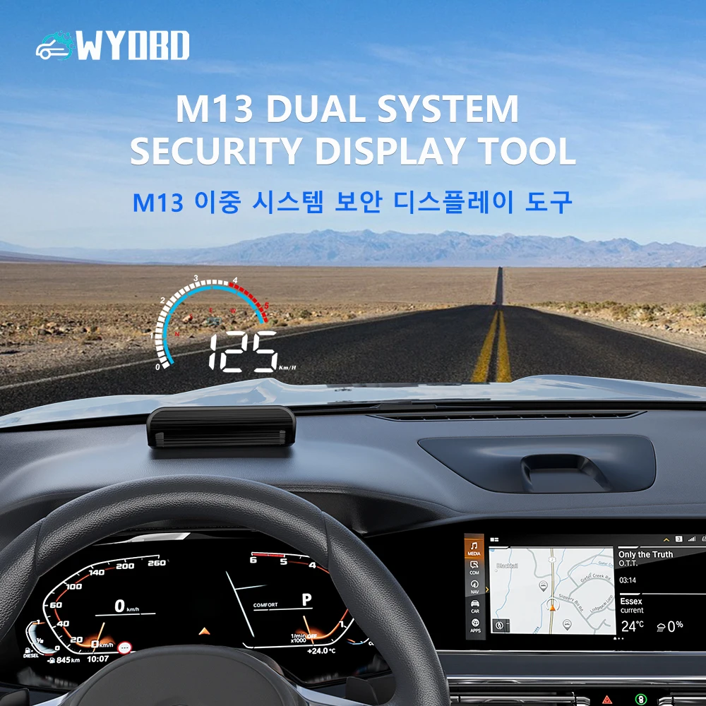 

Автомобильный дисплей на лобовое стекло WYOBD HUD M13, автомобильная электроника, проектор на лобовое стекло, дисплей скорости воды, температуры,...