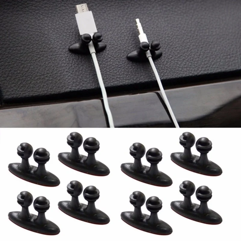 10Pcs/Lot Car Wire Cord Cable Holder Tie Clips Line Fixer Organizer Drop Adhesive USB Cable Car Clip Accessories