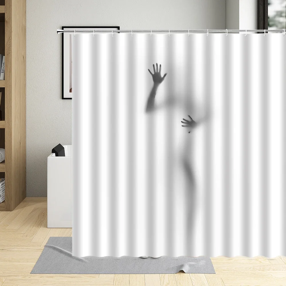 Women Shadow Pattern Shower Curtain Sexy Girl Portrait Painting Fabric Waterproof Bathroom Curtains For Home Decor With Hooks 5