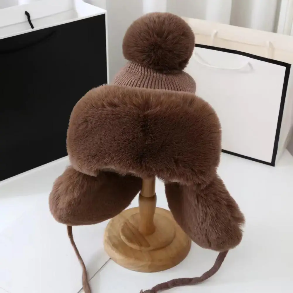 

Comfortable Winter Hat Ultra-thick Women's Winter Earflap Hat for Outdoor Activities Soft Warm Windproof Knitted Snow for Cold