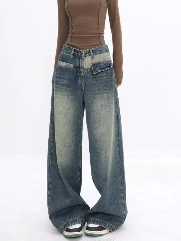 

Vintage Baggy Jeans Women Trashy Y2K 2000s Hippie Distressed Oversize Wide Leg Denim Pants Korean Style Grunge Trousers w890