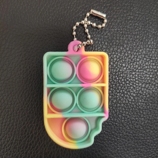 Rainbow Push Pops Bubble Fidget Toys Keychain Son Popite