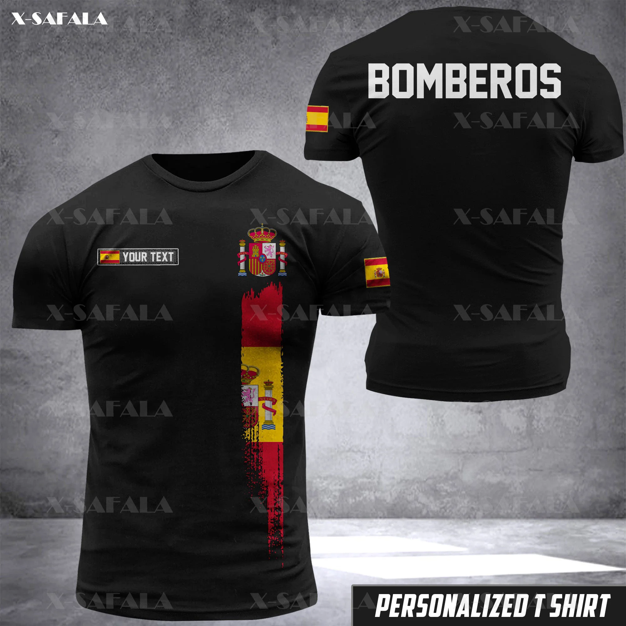 

SPANISH FIREFIGHTER Country Flag Custom Name 3D Print Milk Fiber T-shirt Summer Round Neck Men Casual Short Sleeve Tee Top-2