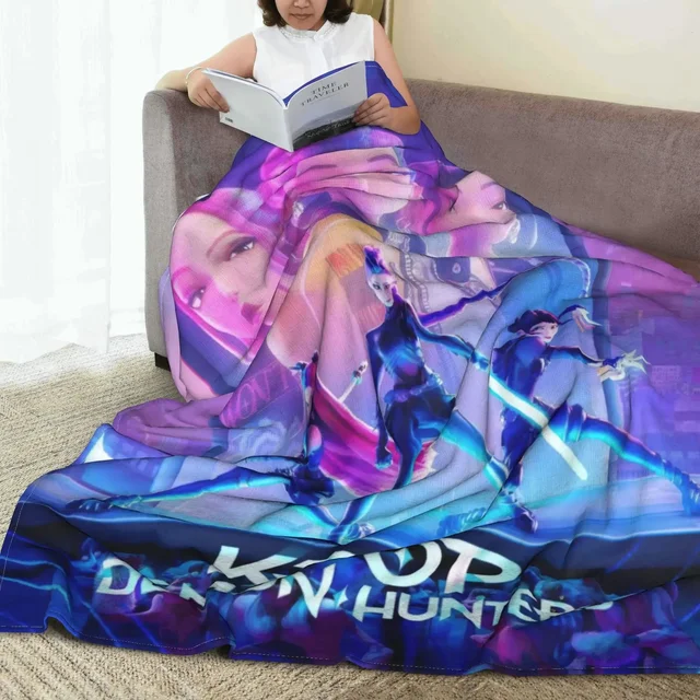Cute Kpop D-emon Hun-ter Blanket,kpop Fun Gift,cozy K-pop Demon Hunters Huntrix Blanket,anime Inspired, Huntrix Inspired Blanket