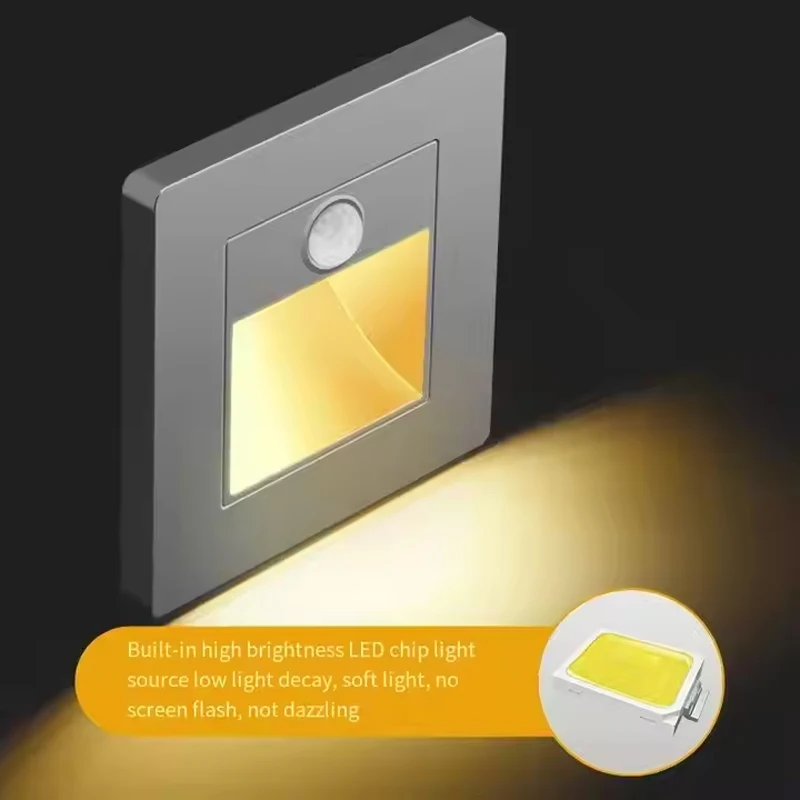 Motion Sensor Light LED Stair Light PIR Motion Detector Sensor Infrared Human Body Induction Light Embedded Step Ladder Bedroom Decoration