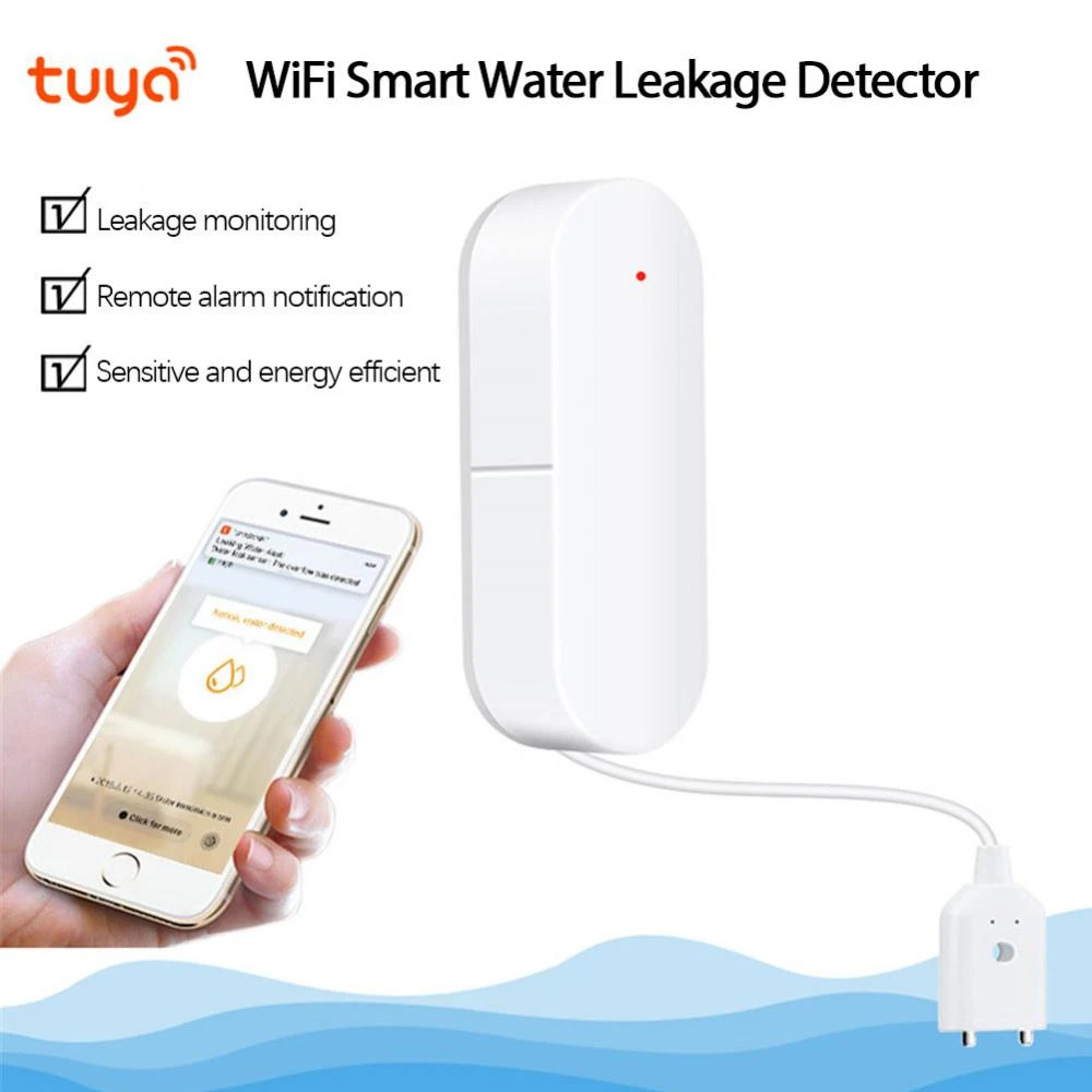 Water Alarm Sensor WiFi Water Leak Detector Overflow Flood Leakage Alerts Remote Monitor Leak Notifications By TUYA/Smart Life portable panic button