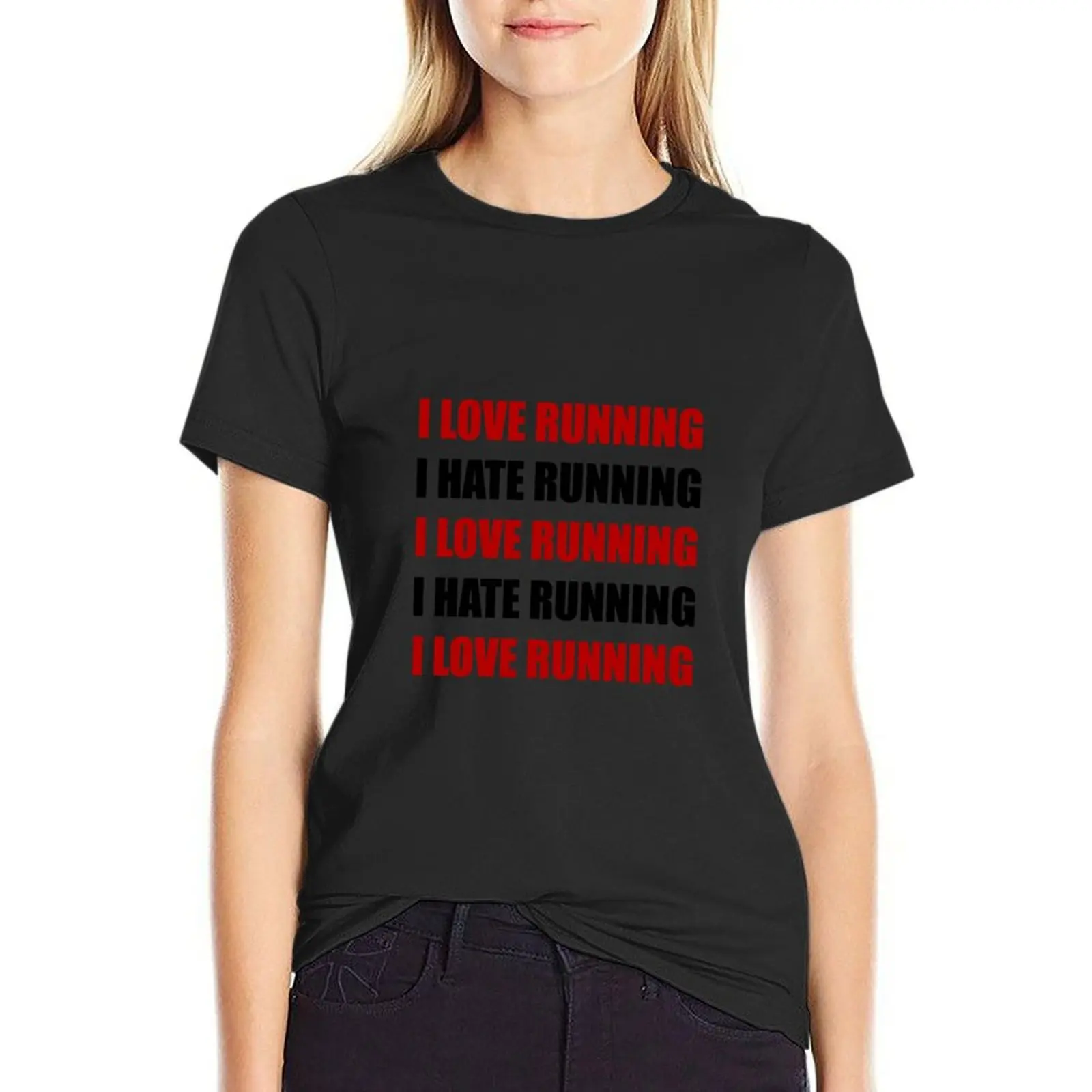 Love Hate Running T-Shirt vintage clothes vintage funny sublime t-shirts for Women cotton