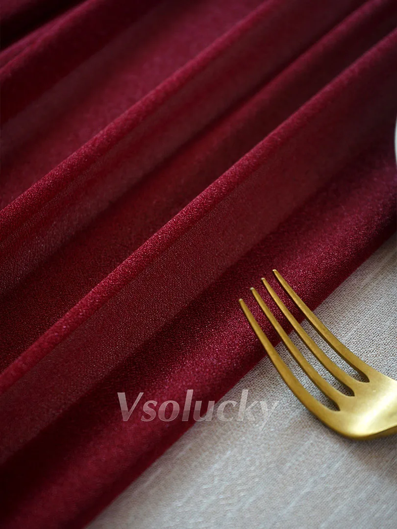 Elegant Burgundy Sheer Table Runner for Romantic and Special Occasions