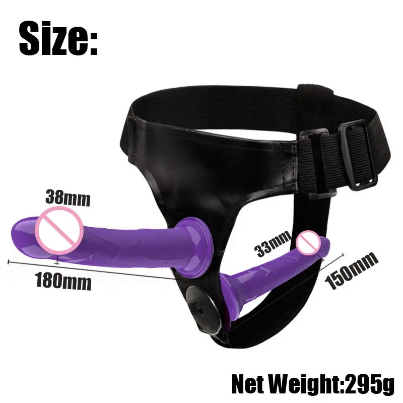 Double Penis Dual Ended Strapon Ultra Elastic Harness Belt Strap On Dildo Adult Sex Toys for Woman Couple Anal Soft Dildo sex toys
