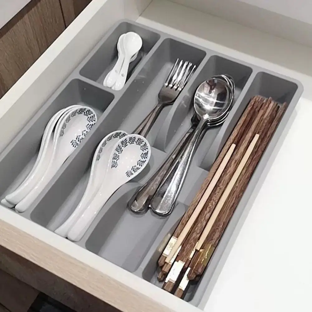 Cutlery Organizer Storage Box Storage Tray Cutlery Storage Box Classification Large Capacity Multi Compartments Utensil Organizer Tray Compact Drawer Utensil Caddy