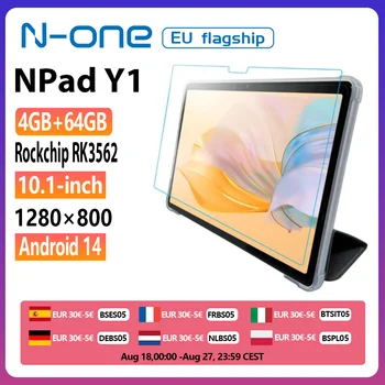 N-one NPad Y1 Android 14 Tablet da 10.1'' (4+4) 8GB+64GB 1280*800 Schermo IPS 4 Core Rockchip RK3562 Tablet da studio WIFI 1