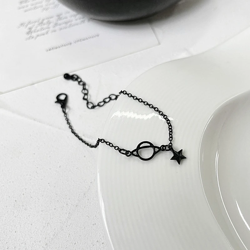 Black Planet Stars Gothic Punk Adjustable Bracelet For Women Girls Luxury Jewelry Dainty Gift bangle bracelet