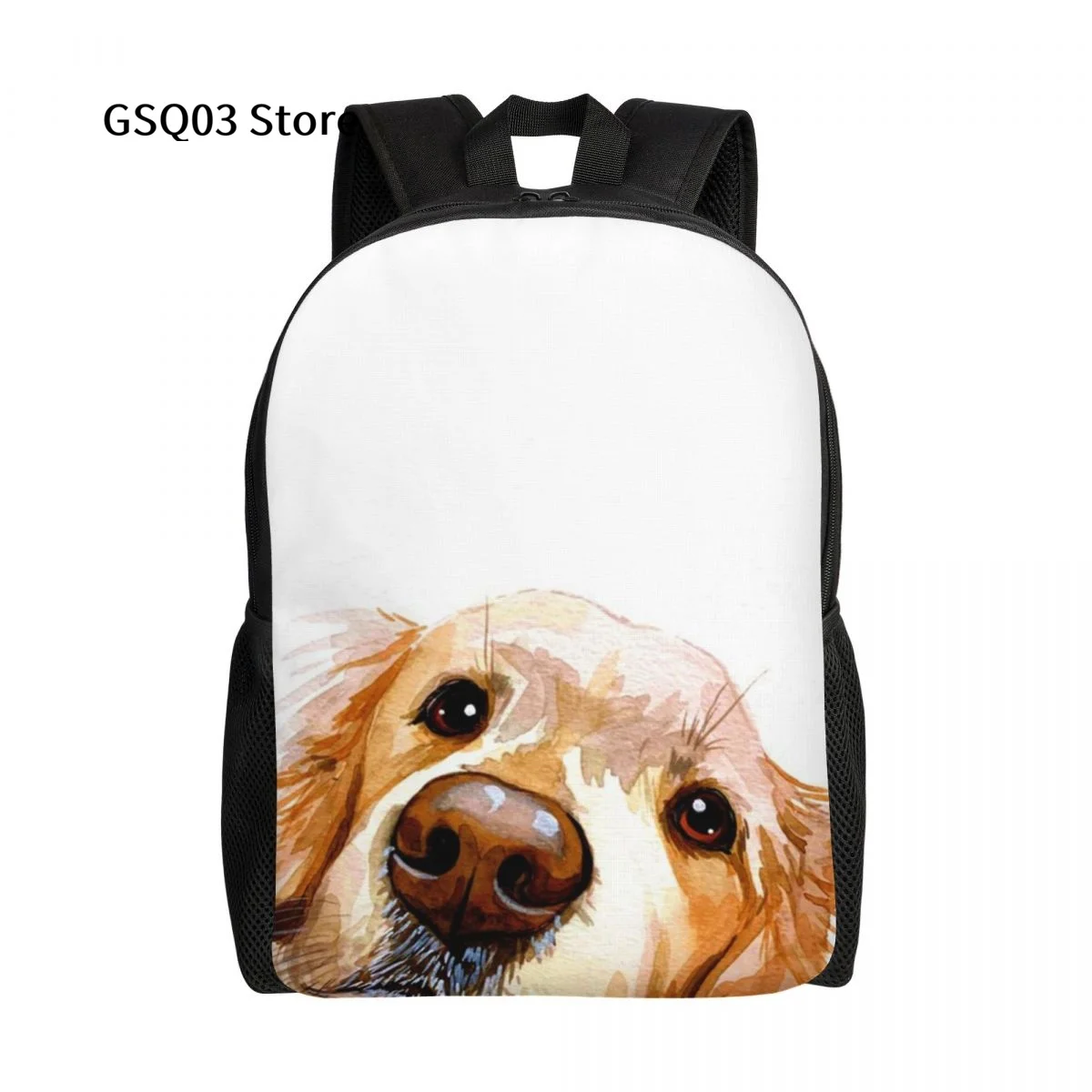 

Watercolor Dog Backpack Girl Boy Adult 15 Inch Double Strap Shoulder School Bookbag Water Resistant Fits Laptop