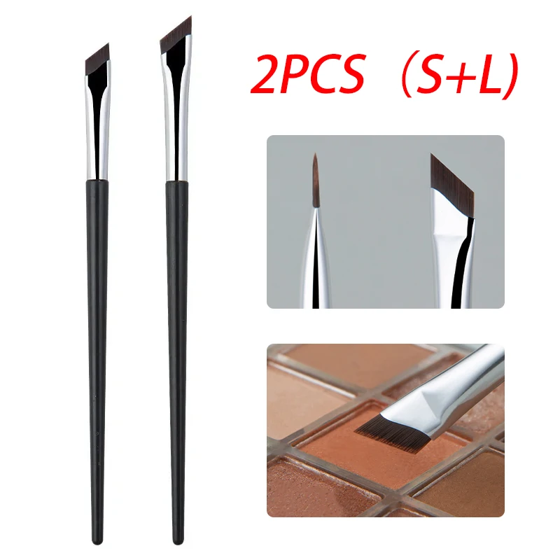 2pcs Angled Blade Eyeliner Brush Ultra Thin Fine Eyebrow Brush Flat Sickle Eyeliner Brushes Makeup Tools