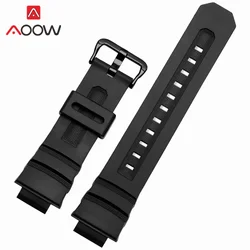 Premium Resin Sport Waterproof Replacement Strap - 16mm Watch Band Accessories - AW - 591 (Black black)