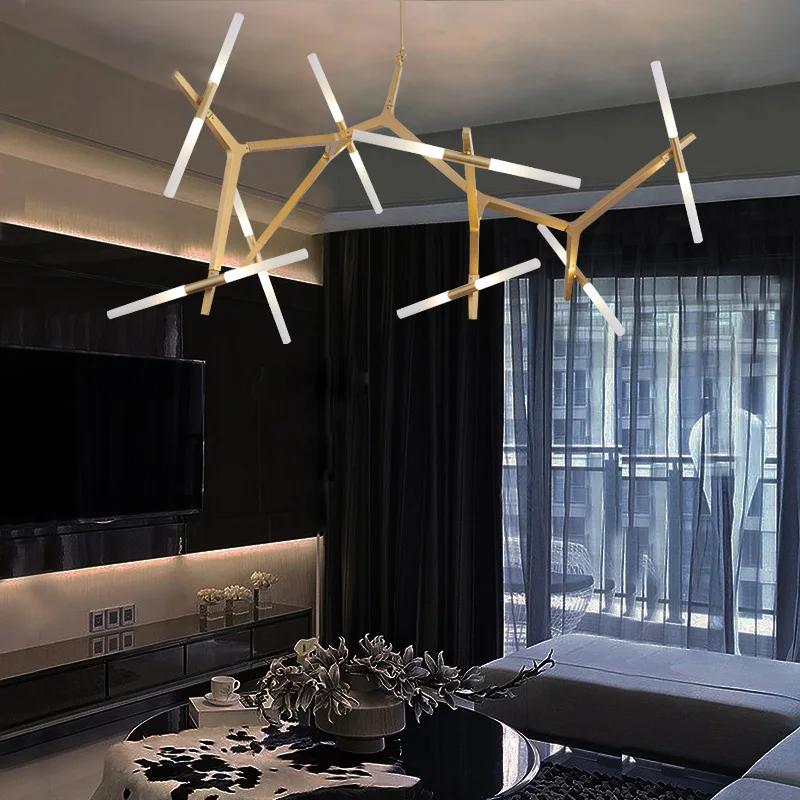 

Nordic Herringbone LED Metal Chandelier Lamp Black Golden G4 Ceiling Pendant Light for Dining Room Living room Bedroom
