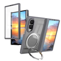 Luxury Magnetic Rotating Phone Stand Case with Hinge Protector and Wireless Charging Compatibility - Galaxy Z Fold 8 Ultra (NO Film GRAY)