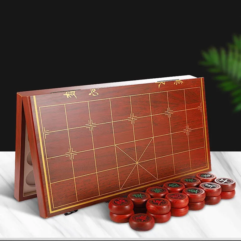 

Luxury Chinese Chess Clock Family Travel Kids Social Wooden Boardgame Checkers Portable Xadrez Tabuleiro Jogo Table Game DWH