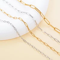 Polished Paper Clip Chain 2.5/2.7/4mm Stainless Steel Necklace Trendy Layering Choker Waterproof Jewelry Men And Women 4