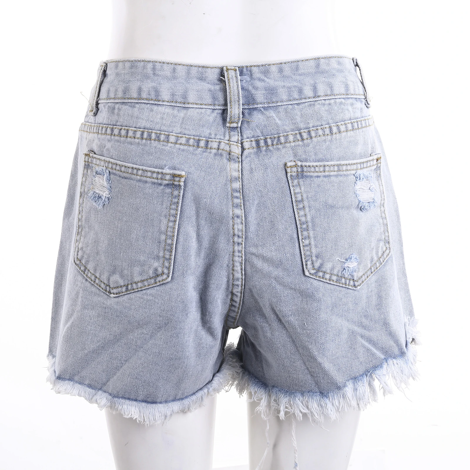 Women Ripped Denim Shorts Summer Fashion Girls High Waist Rough Selvedge Loose Jeans Female Casual Short Trousers Streetwear