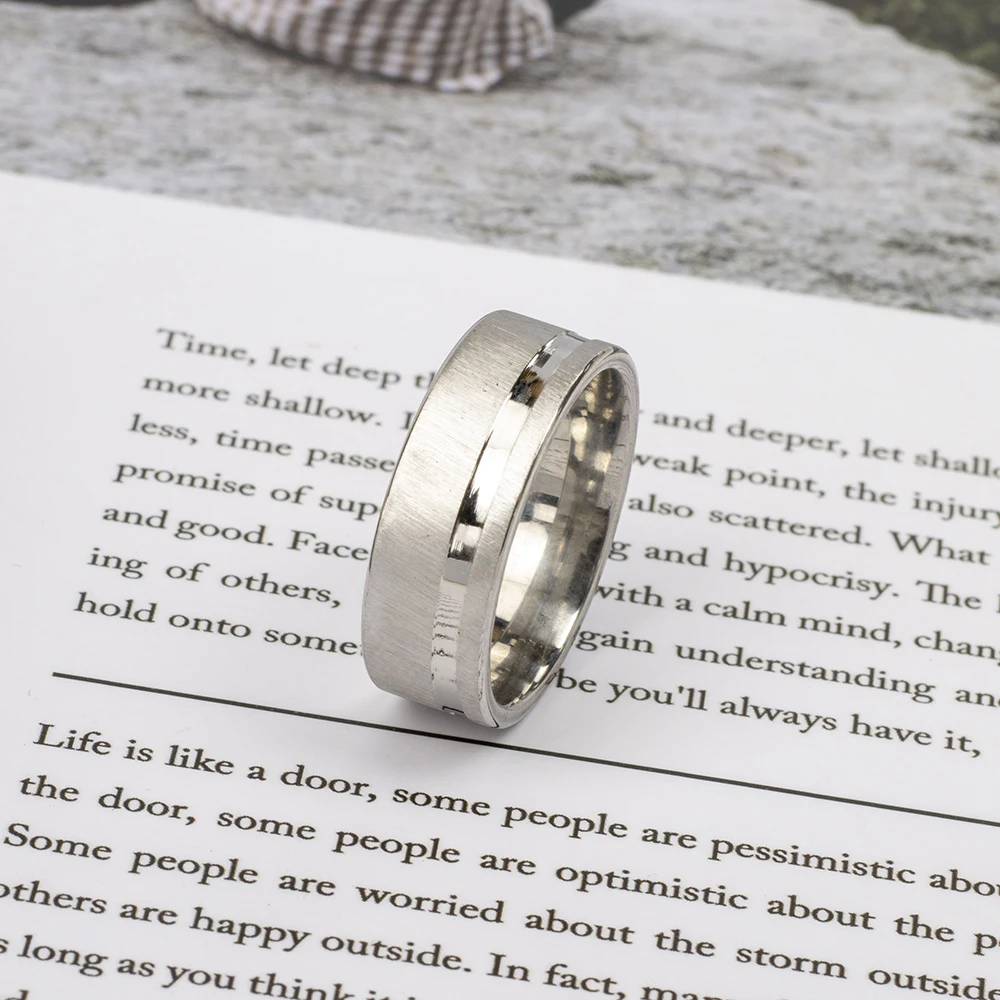 20 Pz/lotto Moda Venature Del Legno Anelli In Acciaio Inossidabile Per Le Donne Maschio Qualà Gioielli Di Fidanzamento Accessori Per Feste - Foto 12