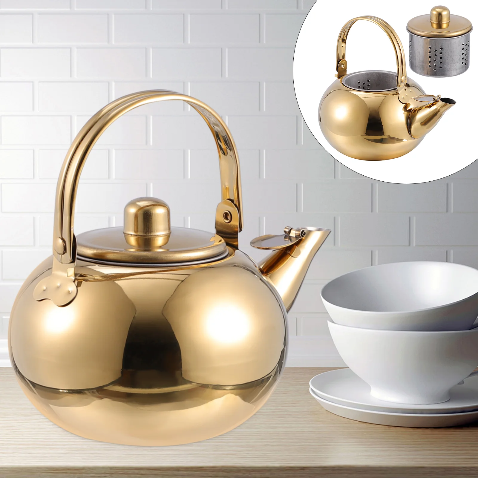 Whistling Teakettle Classic Teapot Stainless Steel with Strainer Water Make Beverage