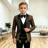 Costume à carreaux pour garçons, ensemble 3 pièces, Blazer pour enfants, veste de smoking pour mariage, gilet et pantalon, vêtements slim fit pour garçons de 2 à 16 ans 6