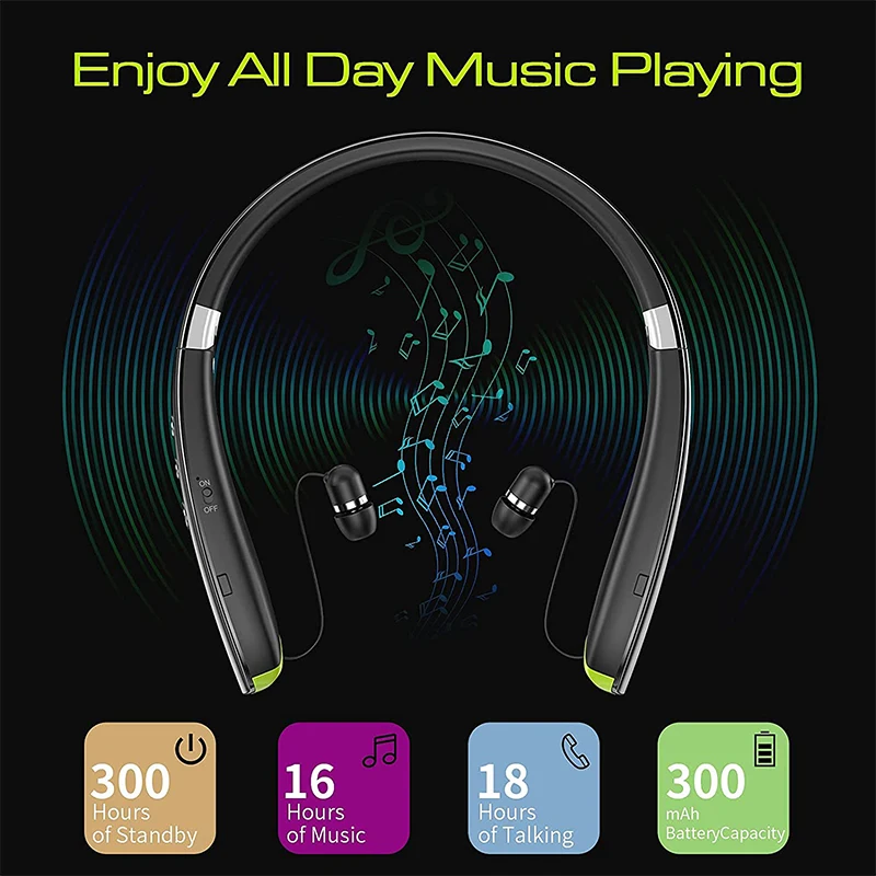 SX990 Neckband Foldable Wireless Headphones Bluetooth Headset Hifi
