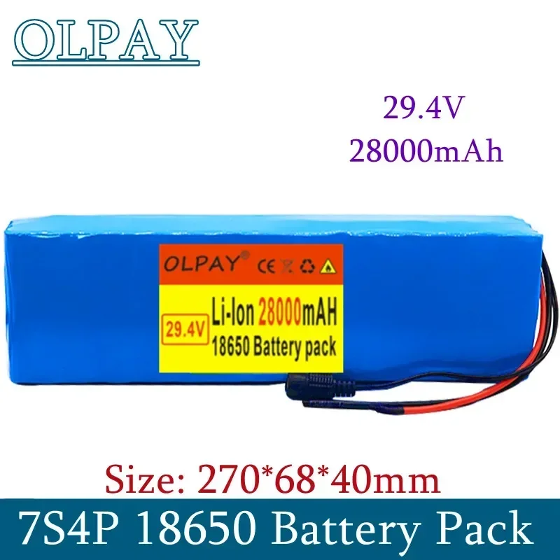 

high quality 7S4P 24V 28Ah electric bicycle motor ebike scooter li-ion battery pack 29.4v 18650 rechargeable batteries