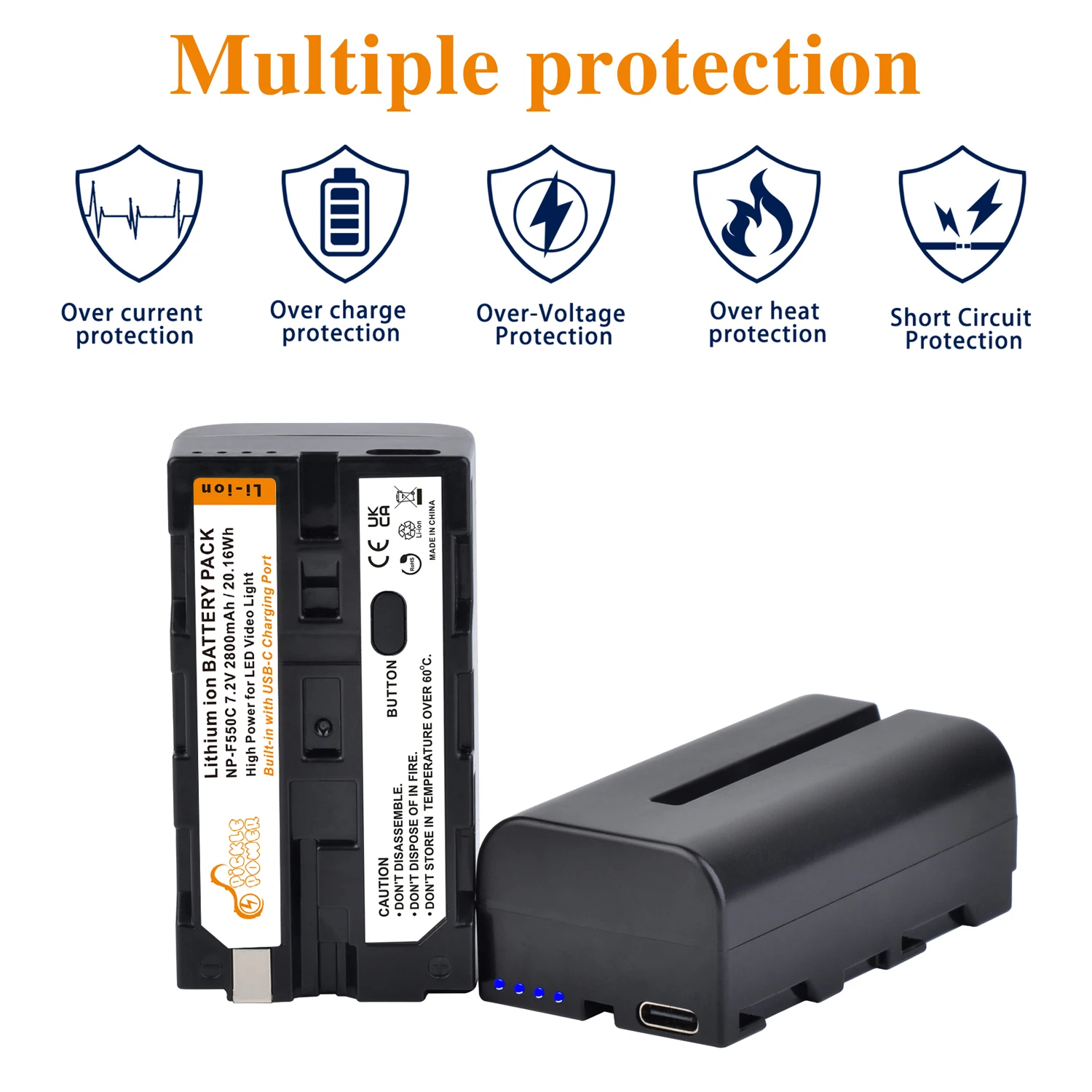 Batmax NP-F550 NP-F570 F550 F570 Battery LCD USB Charger For Yongnuo Godox LED Video Light YN300Air II YN300 III YN600 Air L132T - 44 - View #2