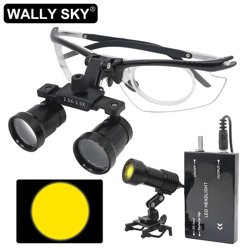 DentalLoupes25X35XMagnificationChangeableLEDBinocularMagnifierwithInnerPrescription