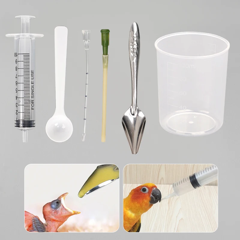 5pcs/set Bird Parrot Feeder Spoon with Manual Syringe Baby Bird Water Milk Medicine Feeding Syringe Feeding Needle Bird Supplies images - 6