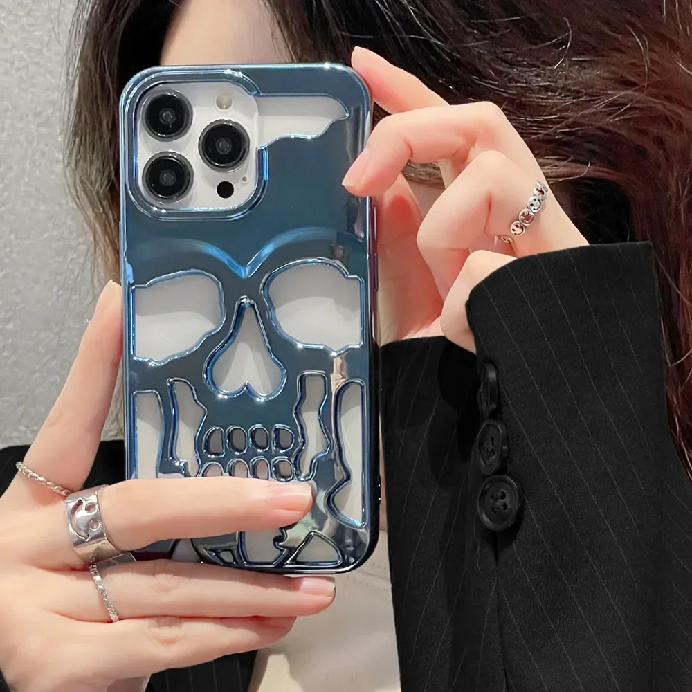 3d Hollow Skull Phone Case For Iphone Pro Max Shockproof Cover_voghion.com