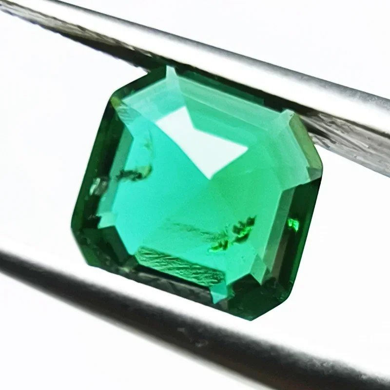 Lab Grown Zambian Emerald Asscher Cutting Hydrothermal Hand Cut with Cracks Inclusions Inside Selectable AGL Certificate