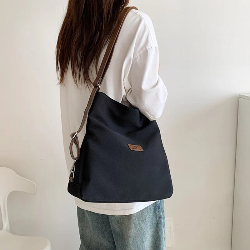 Women's Canvas Tote Bag High Capacity Minimalist College Style Fashion Versatile Casual One Shoulder Crossbody Backpack