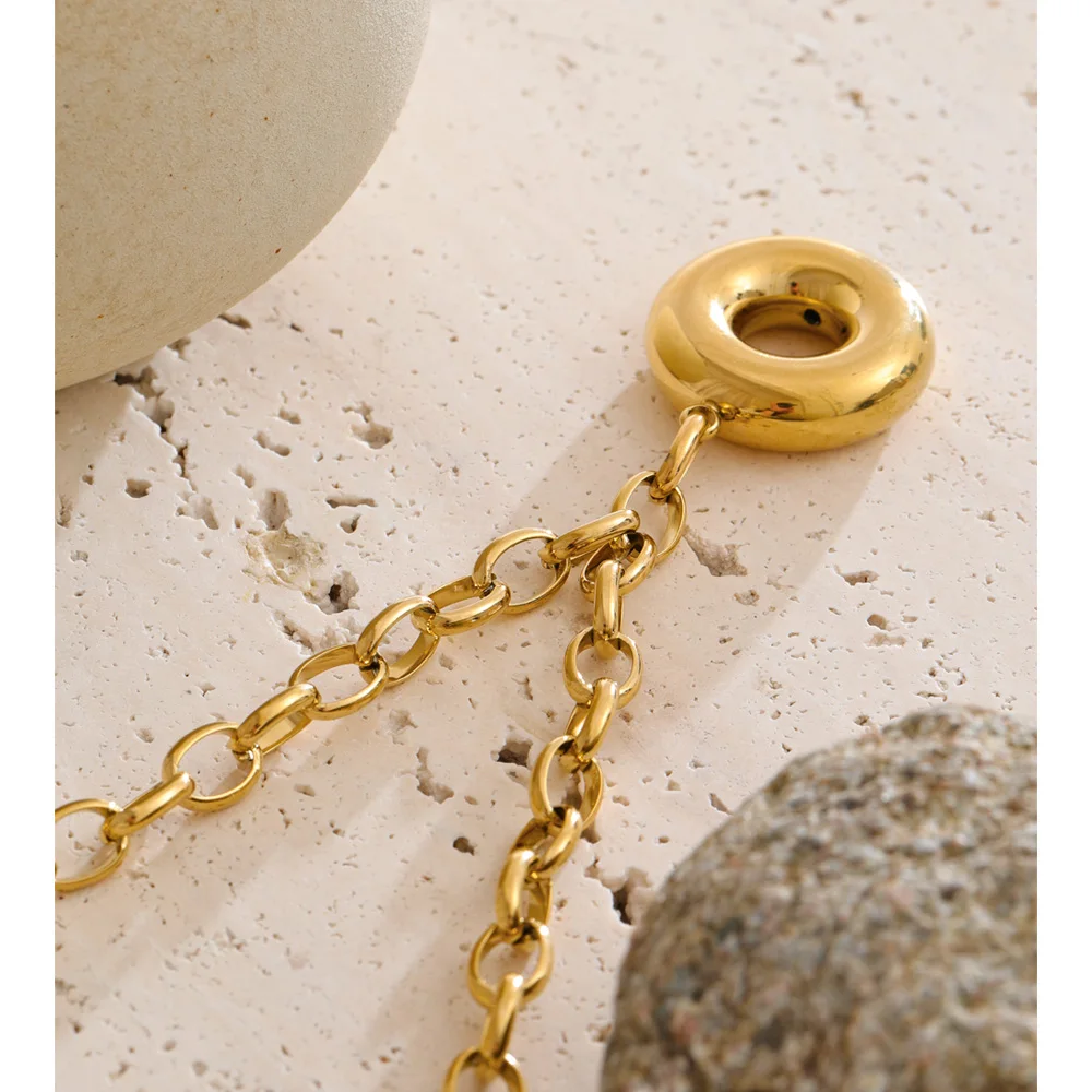 Yhpup Chunky Pendant Necklace 18K Golden Plated