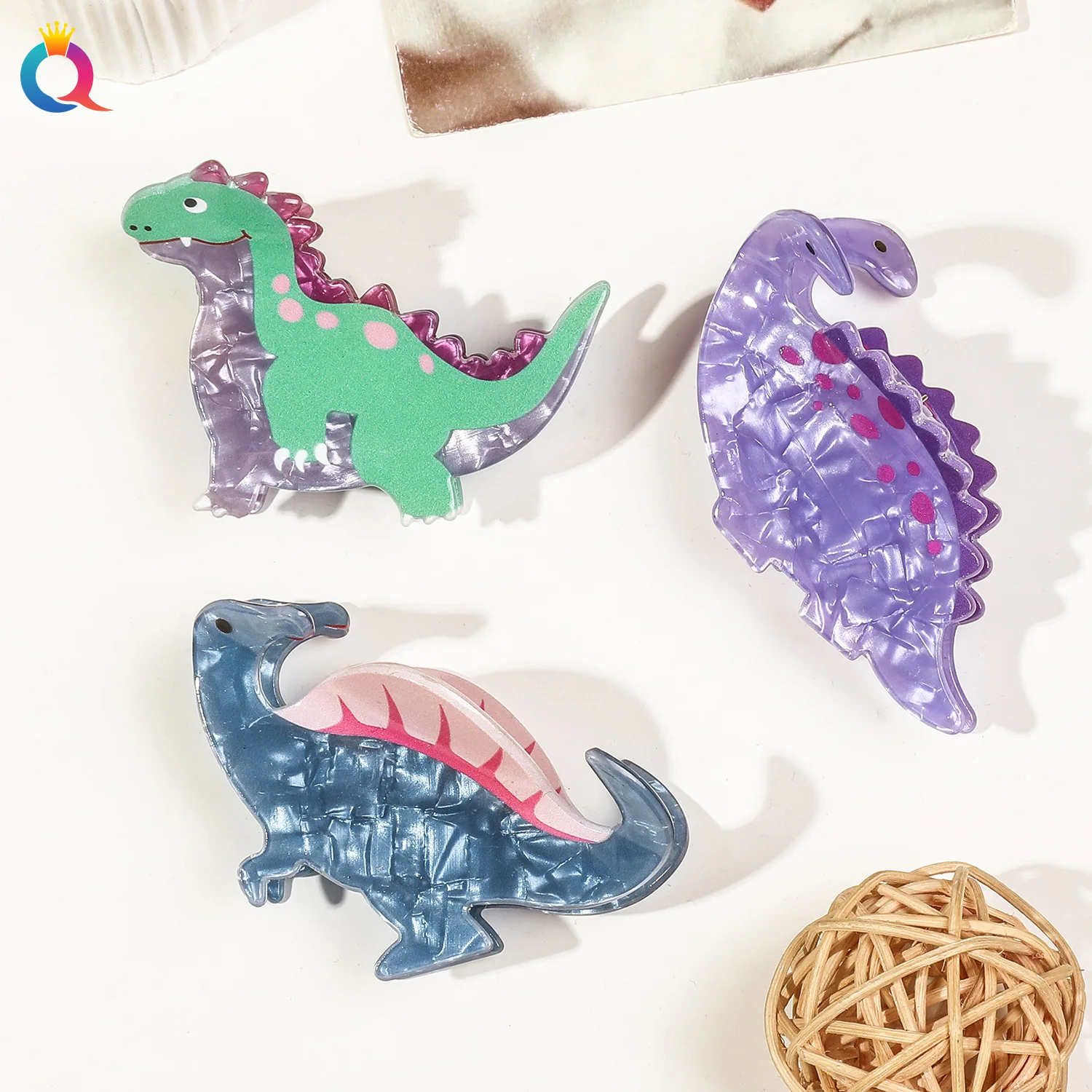 Pascal Rapunzel Lizard Hair Clip Acrylic Cartoon Dinosaur Hair Clip Cute Plate Grab Girls Shark Accessories hair accessories,hair clips