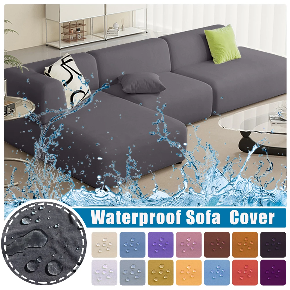 

Waterproof Sofa Cover 1/2/3/4 Seater Sofa Cover for Living Room Plain Color All-inclusive ArmChair Couch Case L Shaped Need 2