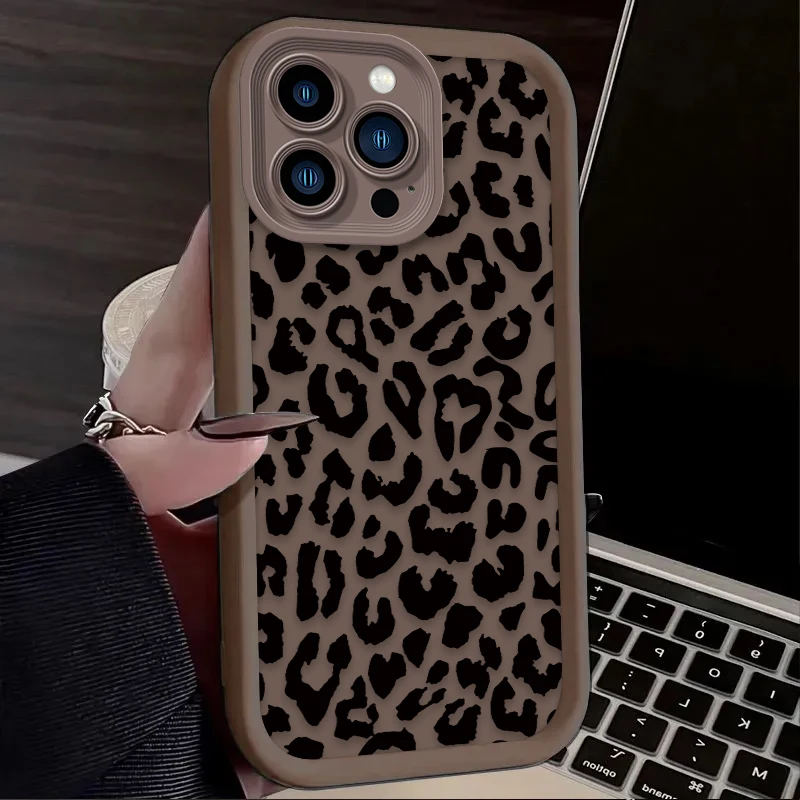 Black Leopard Print Pattern Silicone Phone Case Cover