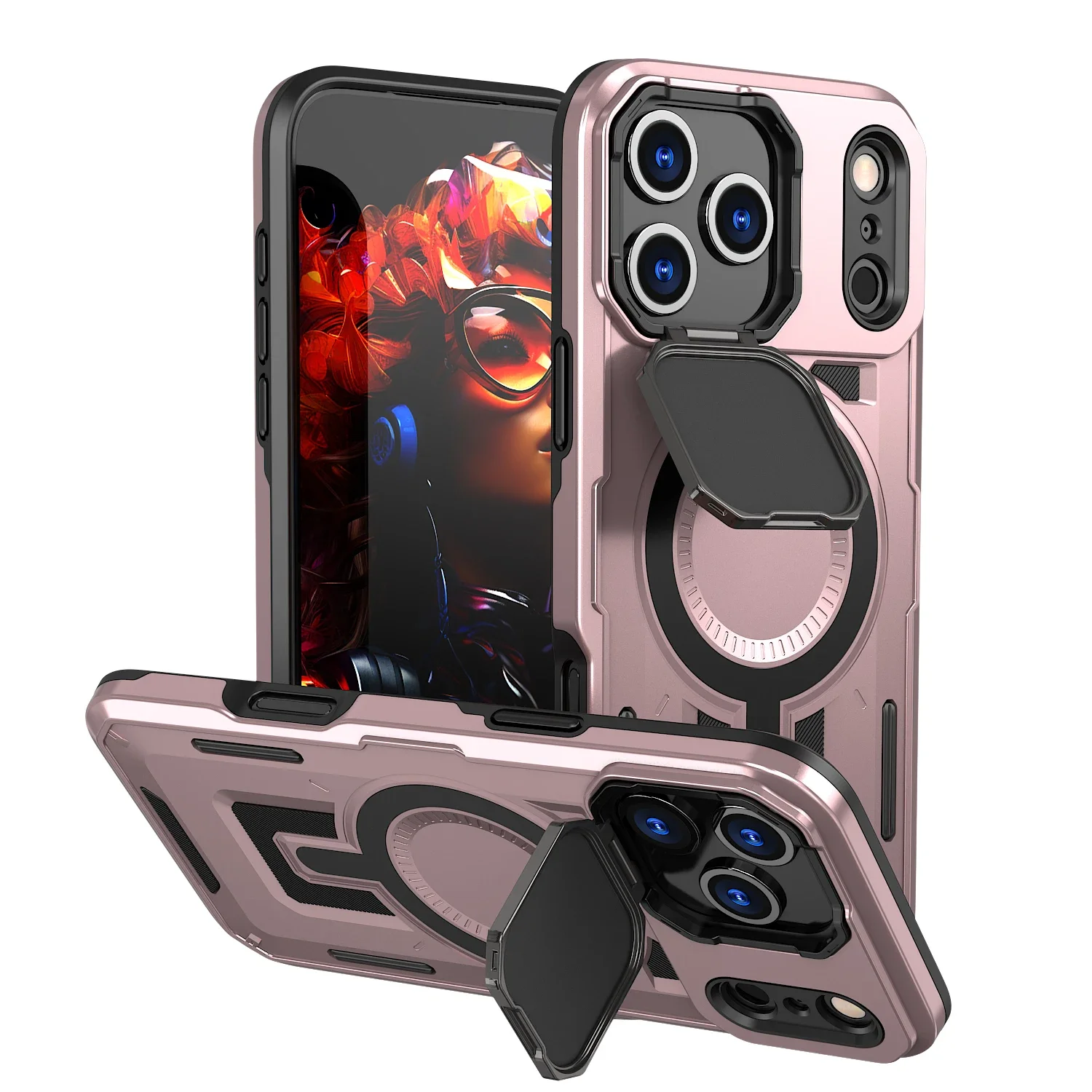 Magnetic Camera Protective Case with Kickstand and Impact Resistance