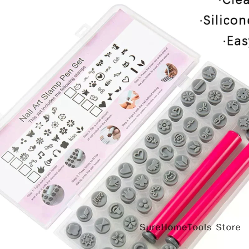12/36PCS Nail Art Stamp Pen Set - Dotting Tools for Graffiti Flower Design, DIY Simple Manicure Handicraft Stamper Kit