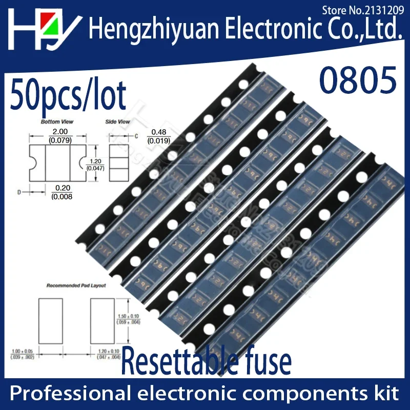 Resettable Fuse 2012 Self-Recovery Fuse 0805 0.05A 0.1A 0.2A 0.3A 0.5A 0.75A 1A 2A SMD PPTC PolySwitch SMD0805 MF-PSMF100
