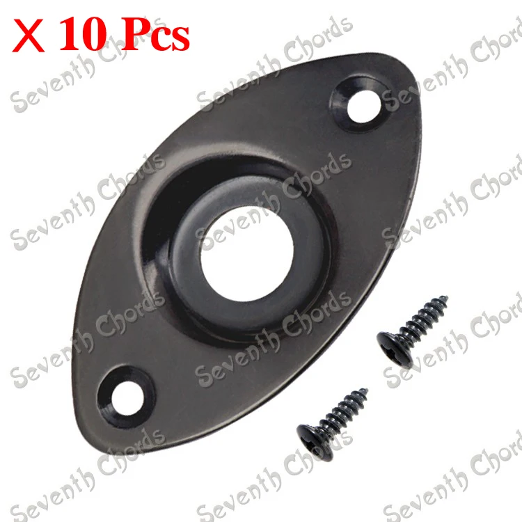 

10 Pcs Black Oval Recessed Metal Bass Guitar Jack Plates MCGB-CR-10