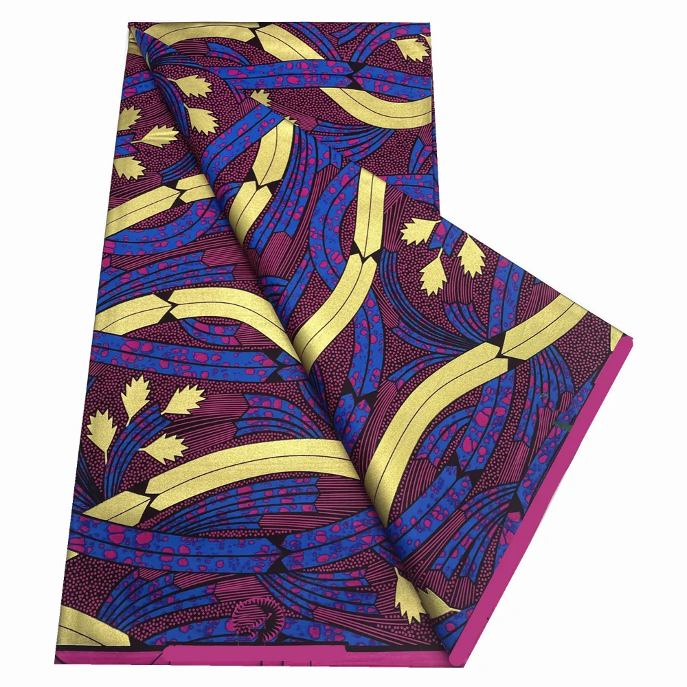 

Purple Design African Ankara Golden Wax Print Fabric 100% Cotton Nigerila Golden Wax Loincloth 6yards for Sewing Dress X623-1